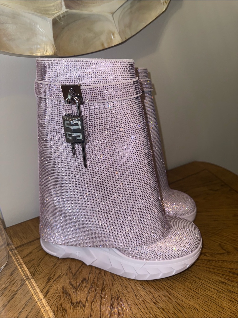 Givenchy Shark Lock Pink Rhineatone Boots